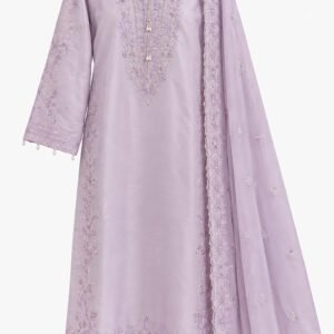 Light Purple Sheesha Silk with Embroidered Chiffon Dupatta
